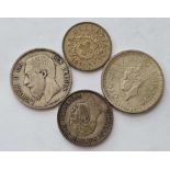 Swiss 10 rappen 1873 and three other silver coins