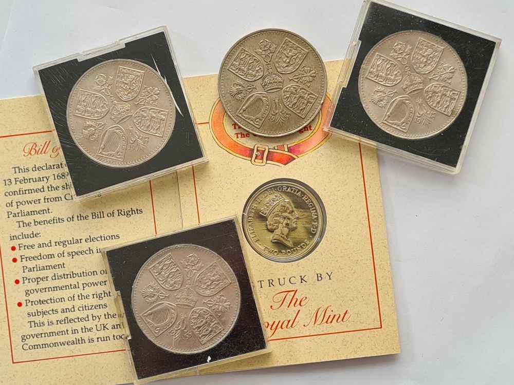Four 1953 crowns and £2 coins in folder - Image 2 of 2