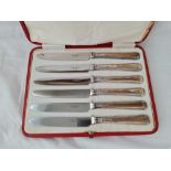 A good box set of six silver handled tea knives, Sheffield by TB & S