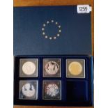 Set of 5 Lifetime of Service, silver proof collection, certificate enclosed.