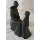 Another boxed black basalt figure "Mother and Daughter"