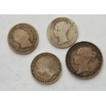 Groats 1837, 1849, 1854 and 1874 sixpence