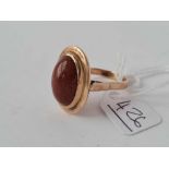 A gold stone set signet ring 9ct size S1/2