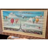 A Ballooning over Paris coloured print dated 1890