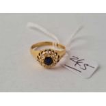 A Edwardian sapphire and rose diamond cluster ring (Chester 19911) 18ct gold size R - 3.1 gms