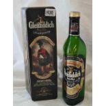 Bottle of Glenfiddich Scotch Whisky in metal case