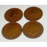 Four 1918 K.N pennies
