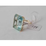 ANTIQUE HIGH CARAT GOLD RING SET WITH LARGE AQUAMARINE WHICH MEASURES 22MM X 17MM, WEIGHING 35 CTS