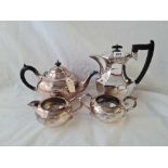 A BM three piece tea set and an EP coffee pot on pad feet