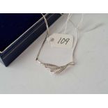 A boxed diamond and 9ct white gold pendant necklace 3g inc