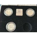 Boxed set of three 1994-1996 Piedfort £1 coins silver