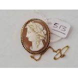 A antique cameo brooch 9ct - 6.1 gms