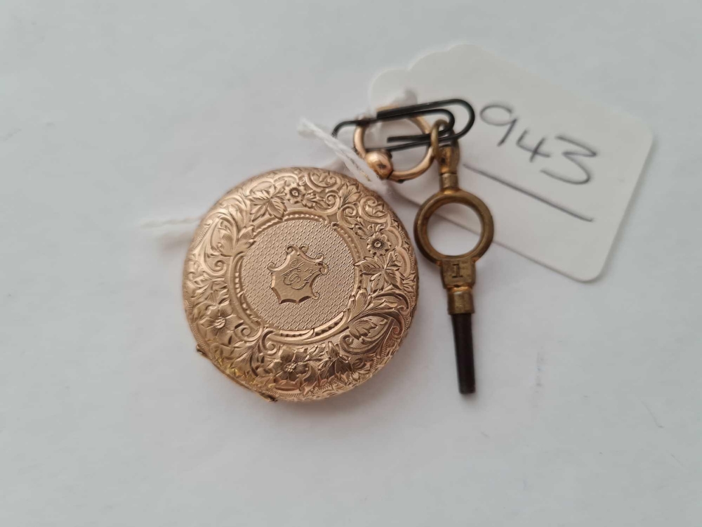 A ladies fob watch, complete with key in 14 ct gold - Image 2 of 2