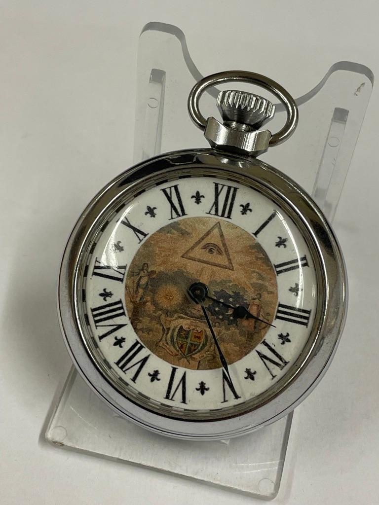 Vintage Masonic dial pocket watch Working - Image 5 of 5