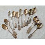 A set of six fiddle pattern tea spoons by GA 1856 & six others various, w.260g