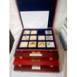 4x Cased sets of commemorative coins Churchill Aviation British Replicas etc