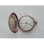 A gents silver pocket watch by Elgin with seconds sweep - the outer case has double crest, slight