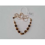 14k gold cats eye bead necklace 5.6g inc