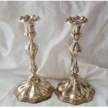 Pair of 19th centuary Austrian candlesticks with baluster shaped stems. 9.5 inch high
