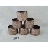 A set of six Eastern silver napkin rings - 163 g.