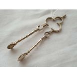 Pair of Victorian tong shaped sugar nips London 1878 by G A. 2.5 inch long