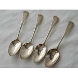 Set of four bottom marked Scottish teaspoons with scrolls ,maker, Script L S?