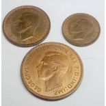 1937 penny, half-penny and farthing, good grades