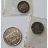 Itish shilling 1937 and two silver 3D