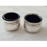 Pair of salts with blue glass liners. 33gms net