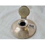 A Captains shape ink stand with hinged cover, 4" dia, B'ham 1913