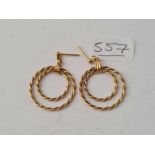 A pair of double hoop earrings 9ct - 3.1 gms