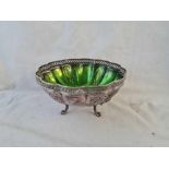 A fruit bowl with green glass liner - 8" diameter