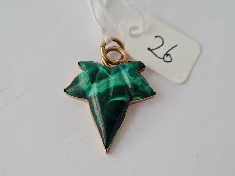 A gold and Malachite leaf pendant