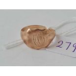 A gents signet ring 9ct size S - 3.7 gms