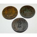 Another three 18th Century copper half-penny tokens