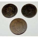 More three 18th Century copper half-penny tokens