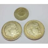 1970 (2) 1964, 3 Russian coins.