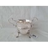 A Chester silver two handled sugar bowl on Lion Mask legs, 4.5" dia, 1809 by JB w.153g