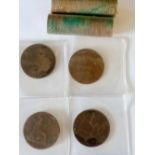 2 packs of 50 1971 half pence coins and 4 Queen Victoria pennies, 1895/94/93/92.