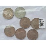 Seven UK £5 coins