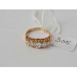 An attractive 5 stone CZ set 9ct ring size M 2.8g inc