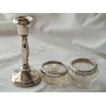 Candlestick 5 inch high and two mounted salts