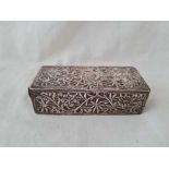 Eastern oblong box with chased decoration. 3.5 inch wide.101gms