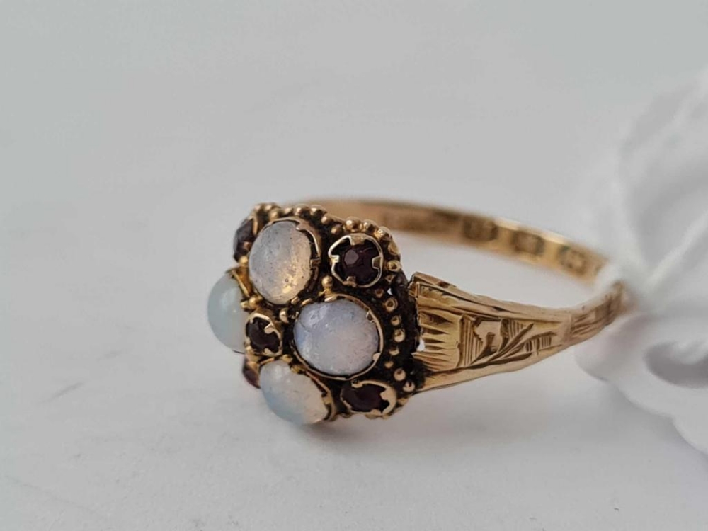 A early gem set cluster ring (split shoulder) 12 ct gold with 1869 hallmark size N - 1.4 gms - Image 2 of 2