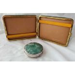 Leather cigarette case and a silver mounted jar
