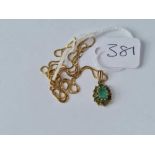 A Emerald and diamond pendant necklace 9ct