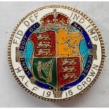 1915 colourful enamel half-crown