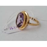 A large fine oval amethyst ring 9ct size P - 5.9 gms