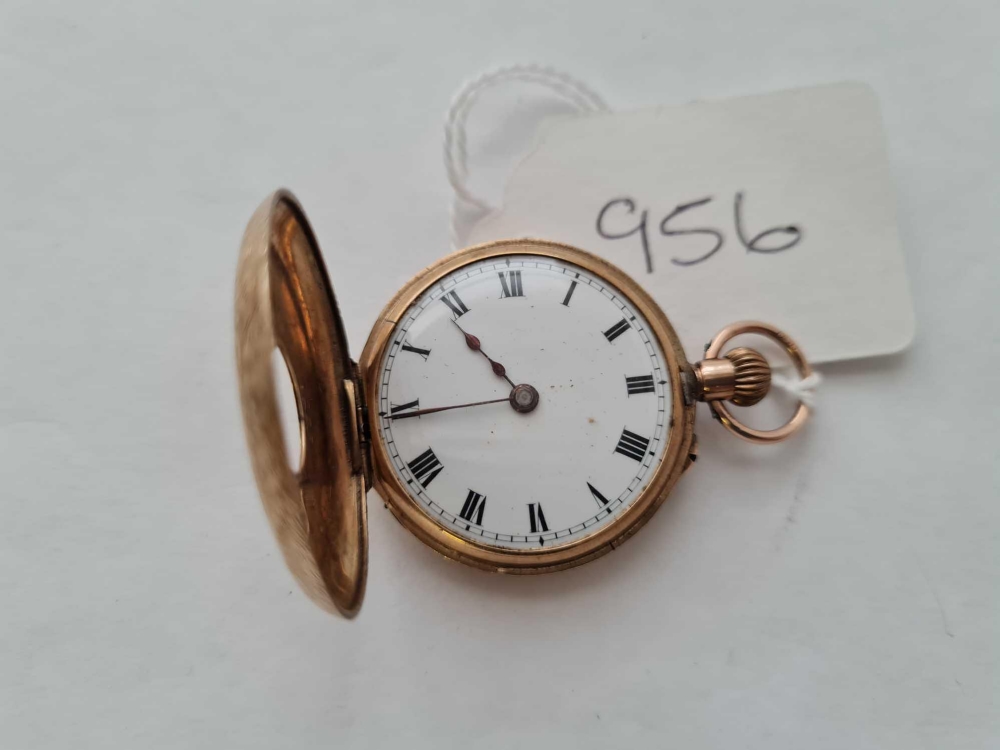 An attractive ladies half-hunter fob watch in 9ct gold - 21.6 g. - Image 3 of 3