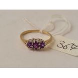 A vintage amethyst and diamond 9ct ring size M